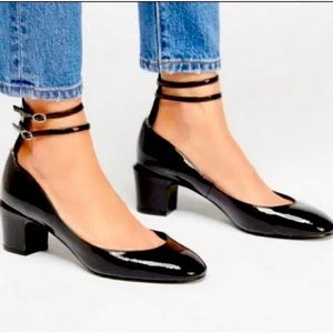 Free People Lana leather block heel ankle strap pump size 7 (38)